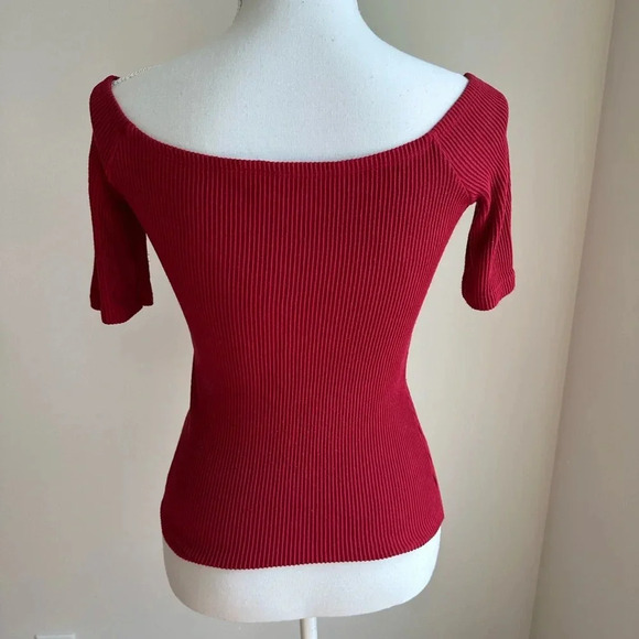 Red Asos Off-The-Shoulder Top Sz 6 - Picture 3 of 5